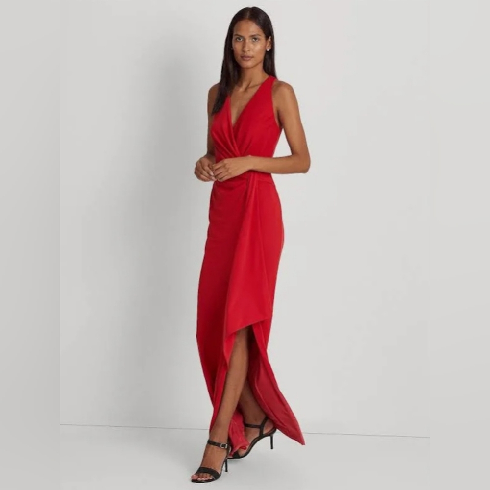 LAUREN Ralph Lauren Women's Stretch Jersey Sleeveless Gown (Red) in Sz 8 - NWT